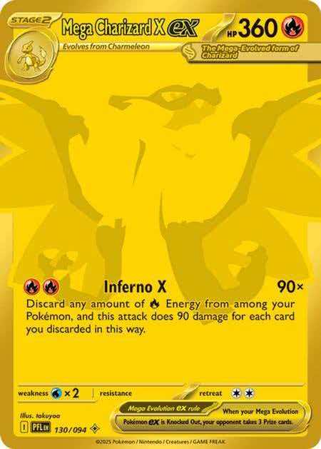 Charizard EX X 130/094 - ME02: Phantom Fire Lord (PFL) ★ Golden/Metal Art